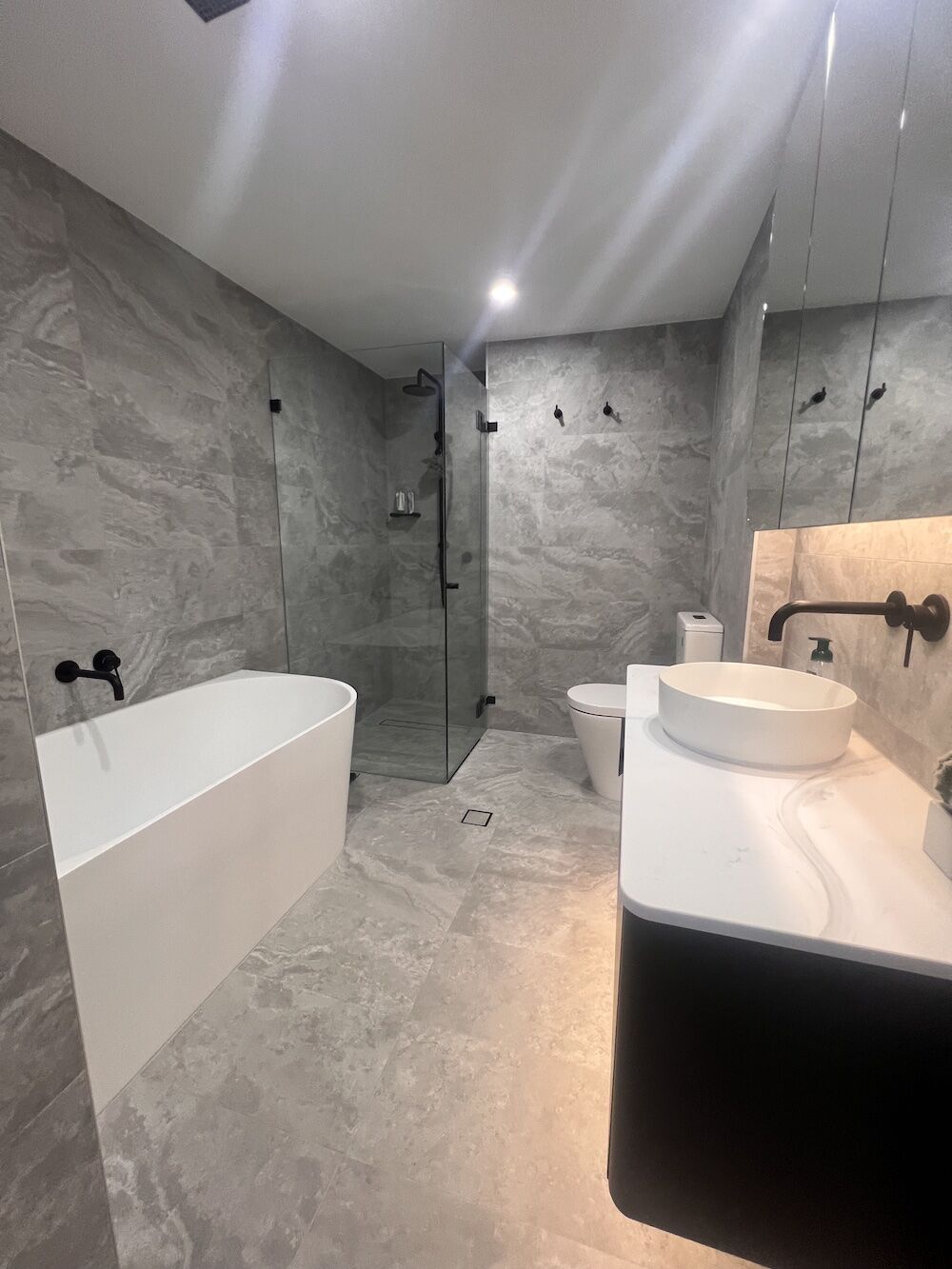 Completed bathroom renovation interior