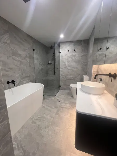 Soft grey bathroom