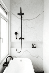 white and black bathroom